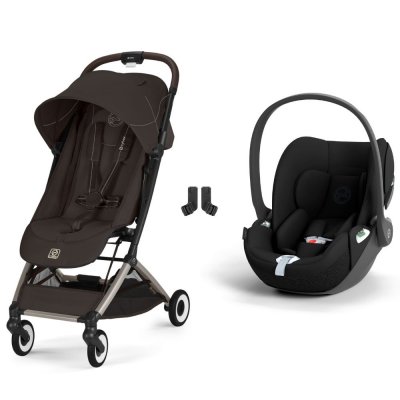 Poussette duo orfeo 3 compacte chocolate brown avec siège auto cloud t i-size