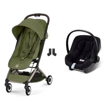 Poussette duo orfeo 3 compacte moss green avec siège auto aton b2 i-size