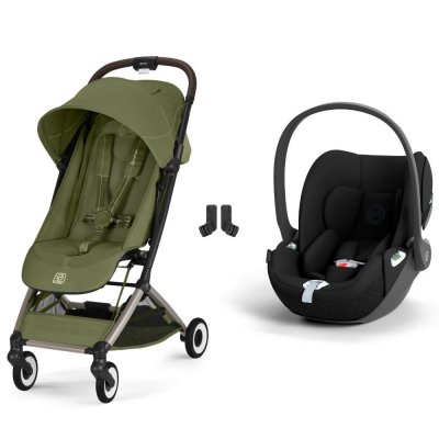 Poussette duo orfeo 3 compacte moss green avec siège auto cloud t i-size