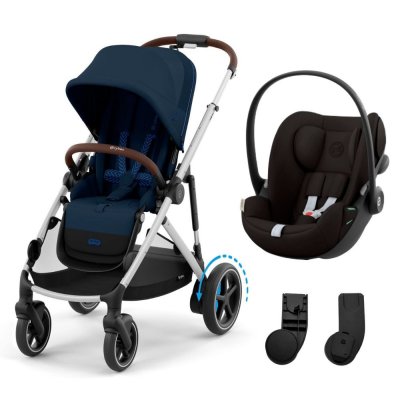 Poussette duo e-gazelle s ocean blue + siège auto cloud g i-size