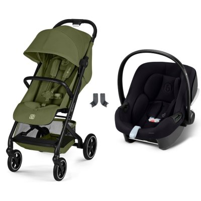 Poussette duo beezy 4 compacte moss green avec siège auto aton b2 i-size