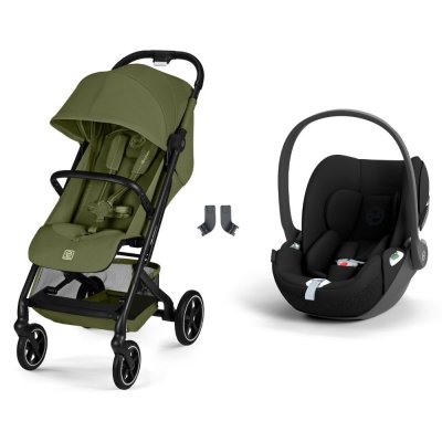 Poussette duo beezy 4 compacte moss green avec siège auto cloud t i-size