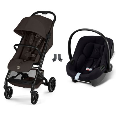 Poussette duo beezy 4 compacte chocolate brown avec siège auto aton b2 i-size