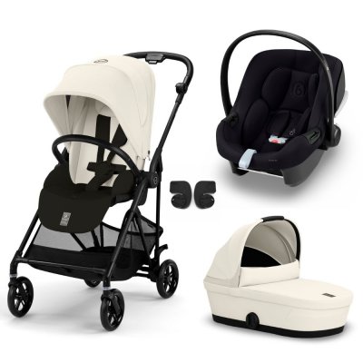 Poussette trio melio carbon canvas white + aton b2 i-size + nacelle