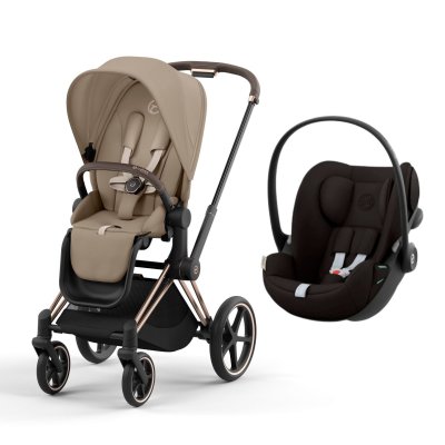 Poussette duo priam 4 cozy beige châssis rose gold + siège auto cloud g i-size
