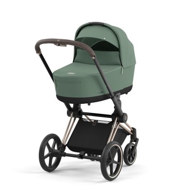 Poussette duo priam 4 leaf green châssis rose gold + nacelle luxe