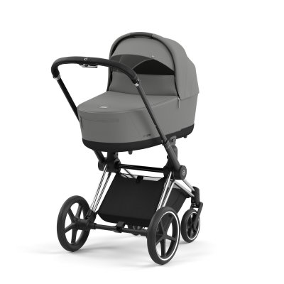 Poussette duo priam 4 mirage grey châssis chrome black + nacelle luxe