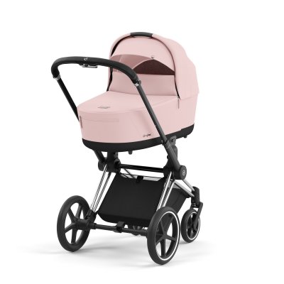 Poussette duo priam 4 peach pink châssis chrome black + nacelle luxe