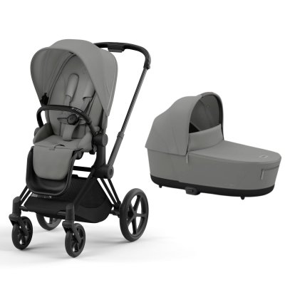 Poussette duo priam 4 mirage grey châssis matt black + nacelle luxe