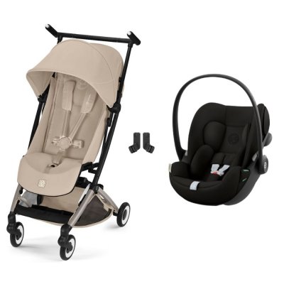 Poussette duo libelle 5 ultra compacte almond beige avec siège auto cloud g i-size