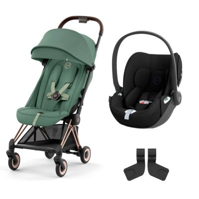 Poussette duo coya leaf green châssis rosegold + cloud t i-size