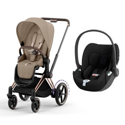 Poussette duo e-priam 2 cozy beige châssis rose gold + cloud t i-size