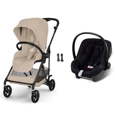 Poussette duo melio carbon 6 almond beige avec siège auto aton b2 i-size