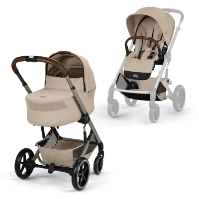 Poussette duo tout terrain balios s lux 4 avec nacelle s lux almond beige