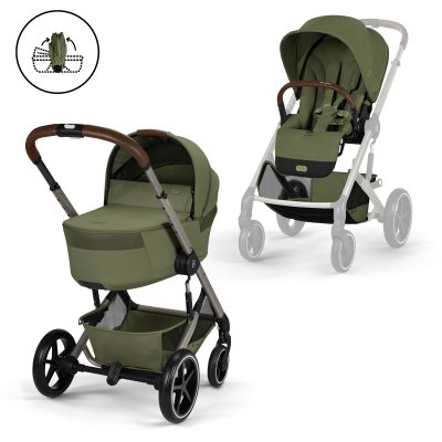 Poussette duo tout terrain balios s lux 4 avec nacelle pliable moss green