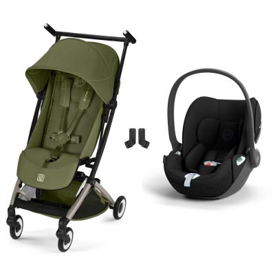 Poussette duo libelle 5 ultra compacte moss green avec siège auto cloud t i-size