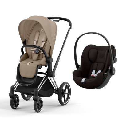 Poussette duo priam 4 cozy beige châssis chrome black + siège auto cloud g i-size