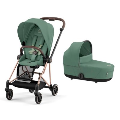 Poussette duo mios 3 leaf green châssis rose gold + nacelle luxe