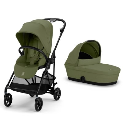 Poussette duo melio carbon moss green + nacelle melio cot