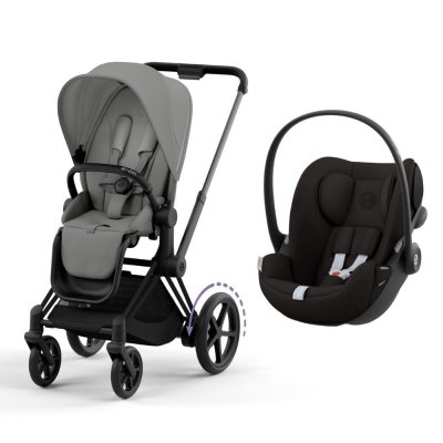 Poussette duo e-priam 2 mirage grey châssis matt black + cloud g i-size