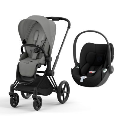 Poussette duo priam 4 mirage grey châssis matt black + siège auto cloud t i-size