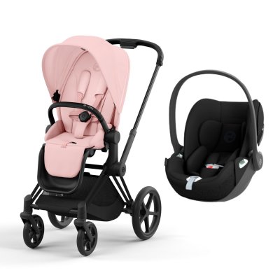 Poussette duo priam 4 peach pink châssis matt black + siège auto cloud t i-size