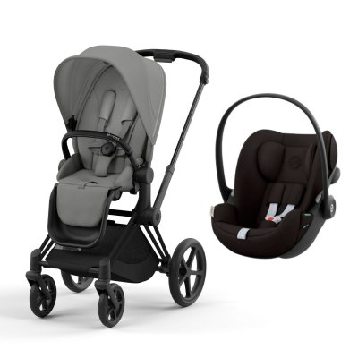 Poussette duo priam 4 mirage grey châssis matt black + siège auto cloud g i-size