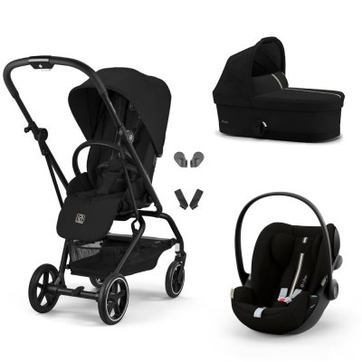 Poussette trio eezy s twist+ 2 pivotante magic black avec nacelle cot s et siège auto cloud g i-size tissu plus