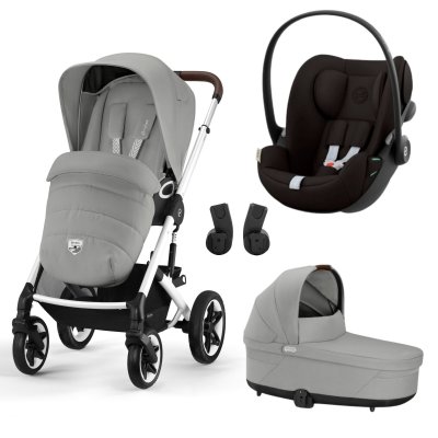 Poussette trio talos s lux 2 stone grey + siège auto cloud g i-size + nacelle