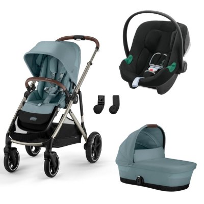 CYBEX Poussette trio gazelle s sky blue + siège auto aton b2 i-size + nacelle s