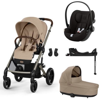 Poussette trio balios s lux 3 almond beige + siège auto cloud g i-size + nacelle + base g