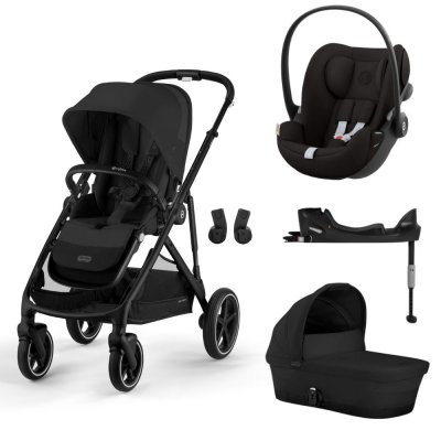 Poussette trio gazelle s moon black + siège auto cloud g i-size + nacelle s + base g