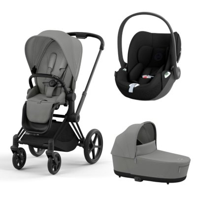 Poussette trio priam 4 mirage grey châssis matt black + cloud t i-size + nacelle luxe