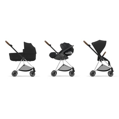 Poussette trio mios 3 sepia black châssis chrome brown + cloud t i-size + nacelle luxe