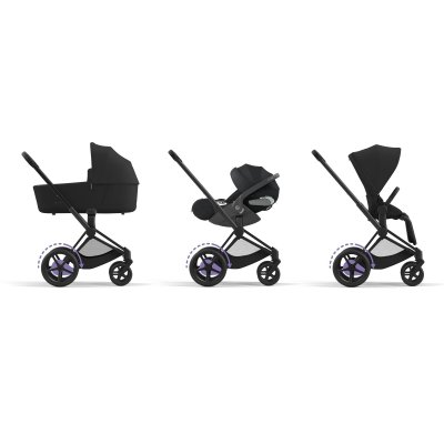 Poussette trio e-priam 2 off white châssis matt black + cloud t i-size + nacelle
