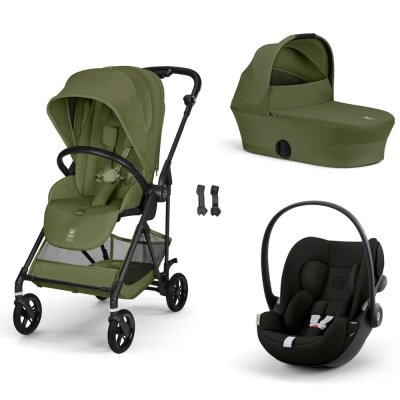 Poussette trio melio carbon 6 moss green avec siège auto cloud g i-size et nacelle