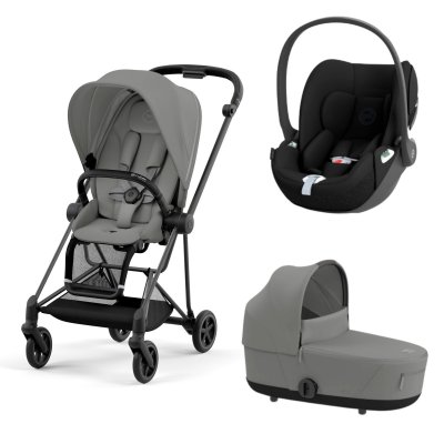 Poussette trio mios 3 mirage grey châssis matt black + cloud t i-size + nacelle luxe