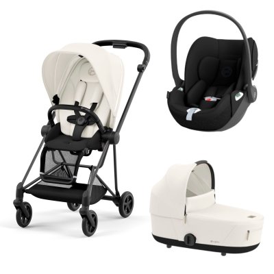 Poussette trio mios 3 off white châssis matt black + cloud t i-size + nacelle luxe