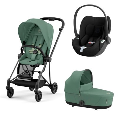 Poussette trio mios 3 leaf green châssis matt black + cloud t i-size + nacelle luxe