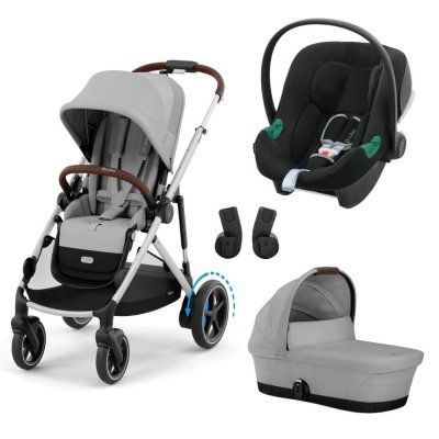 Poussette trio e-gazelle s stone grey + siège auto aton b2 i-size + nacelle s