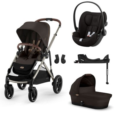 Poussette trio gazelle s chocolate brown + siège auto cloud g i-size + nacelle s + base g