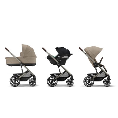 Poussette trio balios s lux 3 almond beige + siège auto cloud t i-size + nacelle