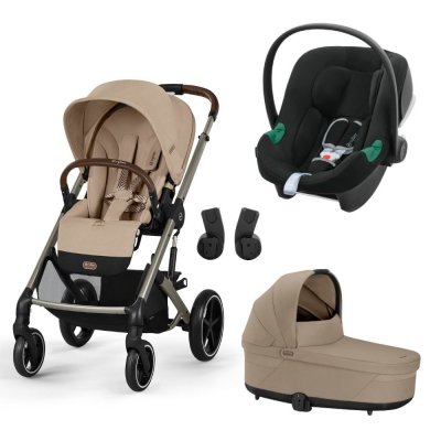 Poussette trio balios s lux 3 almond beige + siège auto aton b2 i-size + nacelle
