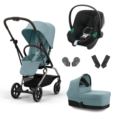 Poussette trio eezy s twist+ 2 stormy blue + siège auto aton b2 i-size + nacelle cot s