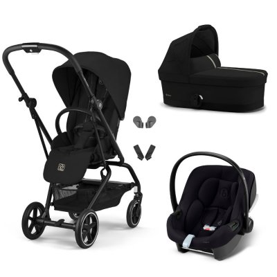 Poussette trio eezy s twist+ 2 pivotante magic black avec nacelle cot s et siège auto aton b2 i-size