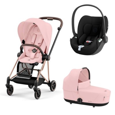 Poussette trio mios 3 peach pink châssis rose gold + cloud t i-size + nacelle luxe