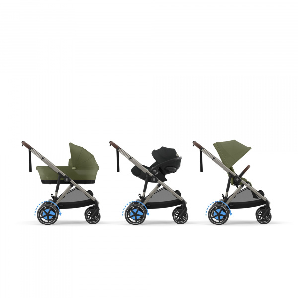 Poussette e-gazelle s moss green châssis taupe Cybex