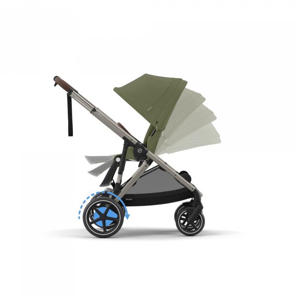 Poussette e-gazelle s moss green châssis taupe Cybex