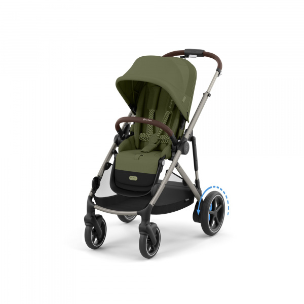 Poussette e-gazelle s moss green châssis taupe Cybex