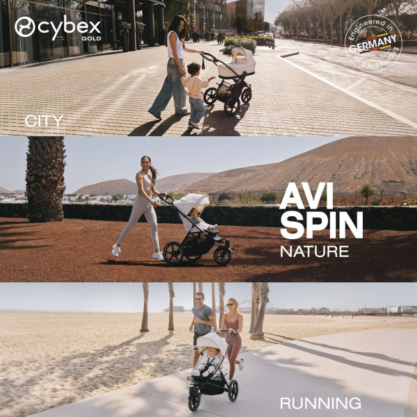 Poussette avi spin 3 roues tout-terrain et running moss green Cybex